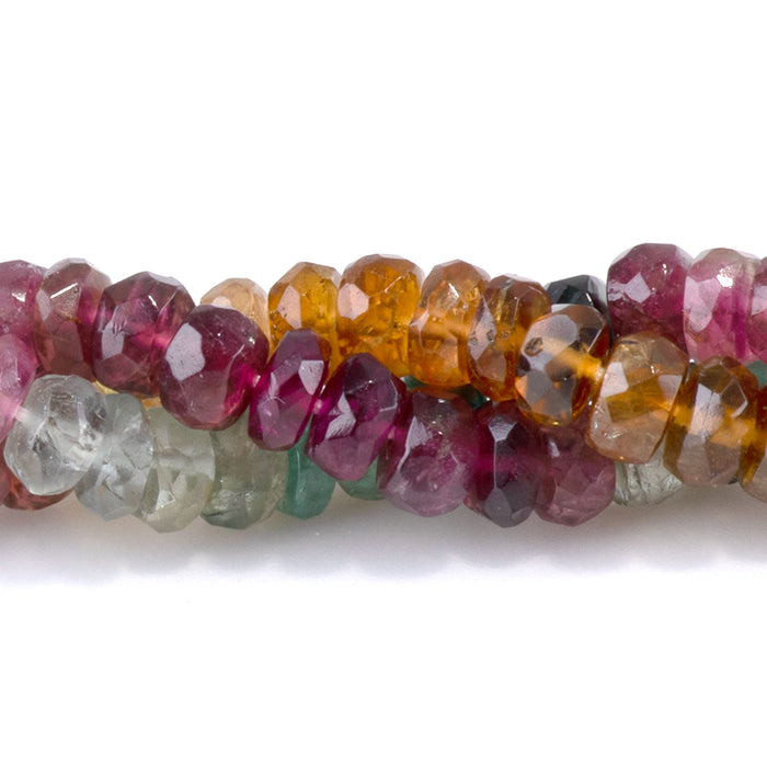 Multi Tourmaline 2-3x4-5mm Banded Faceted Rondelle Beads - 15-16 Inch