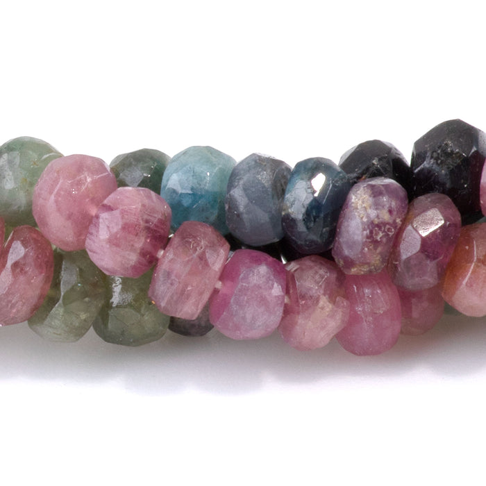 Multi Tourmaline 2-4x5-6mm Banded Faceted Rondelle Beads - 15-16 Inch