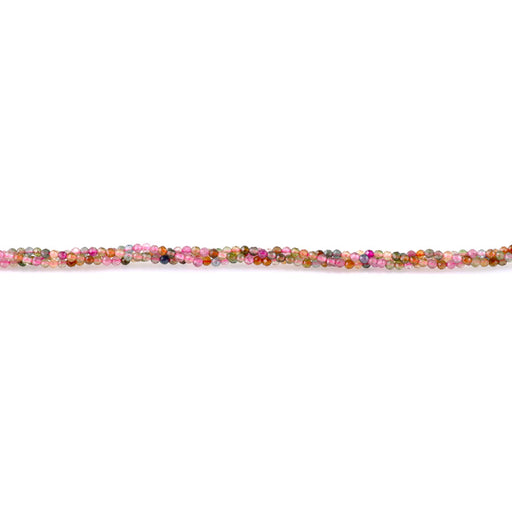 This is a Dakota Stones 2mm Tourmaline Gemstone strand with AA grade faceted round beads in 15-16 inch strand.