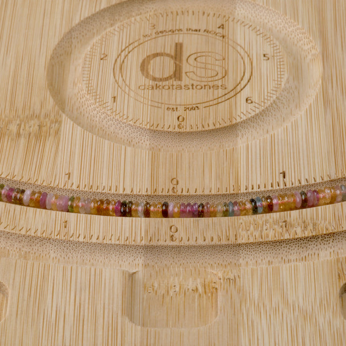 This is a Dakota Stones 2x4mm Multi Tourmaline Gemstone strand with AAA grade faceted rondelle beads in 15-16 inch strand.