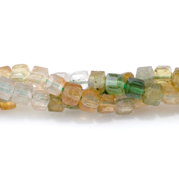 Yellow Green Tourmaline 3mm Banded Table Cut Cube A Grade - 15-16 Inch