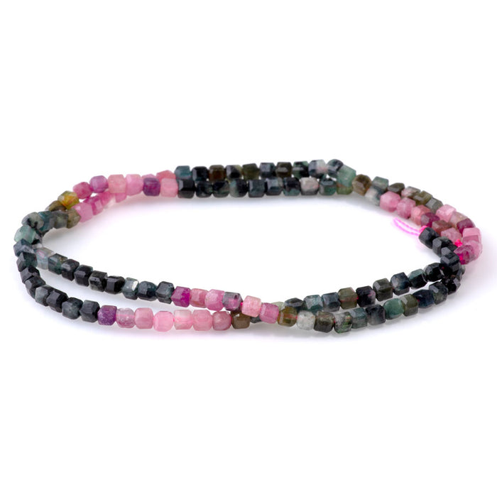 Tourmaline 3mm Banded Table Cut Cube - 15-16 Inch