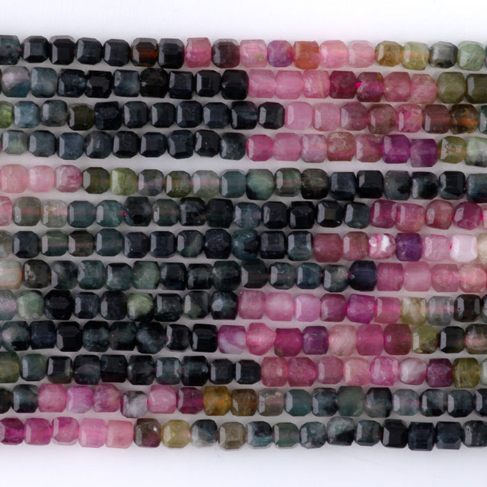 Tourmaline 3mm Banded Table Cut Cube - 15-16 Inch