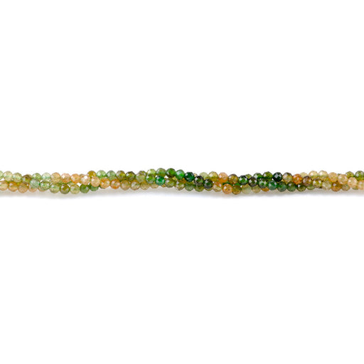 This is a Dakota Stones 3mm Yellow Green Banded Tourmaline Gemstone strand with faceted round beads in 15-16 inch strand.