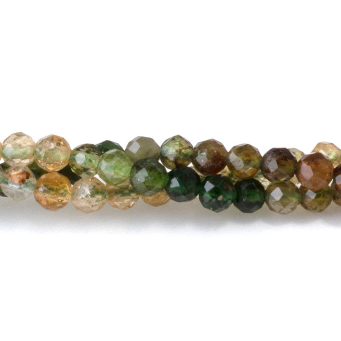 This is a Dakota Stones 3mm Yellow Green Banded Tourmaline Gemstone strand with faceted round beads in 15-16 inch strand.