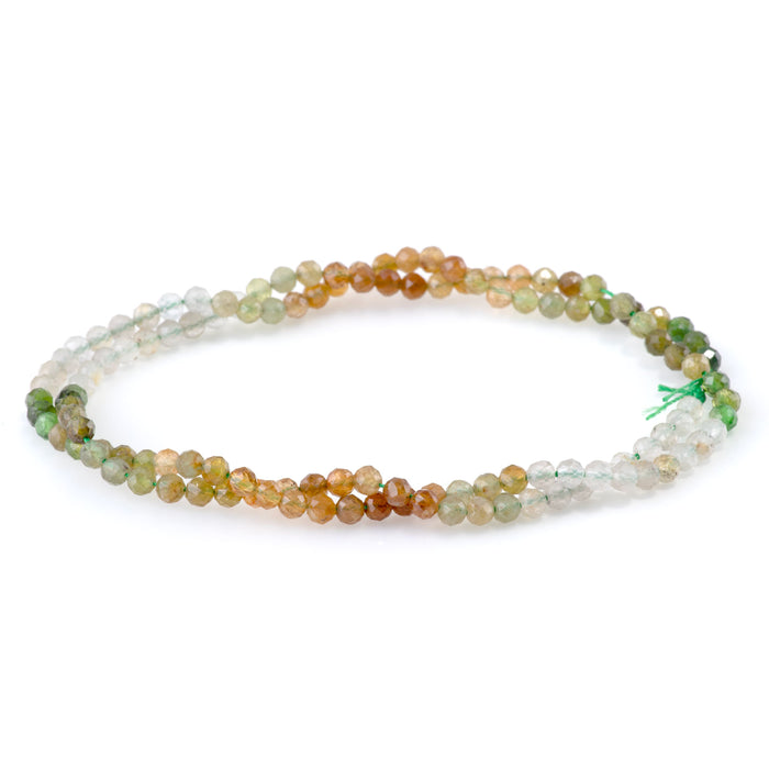 Tourmaline 3mm Yellow & Green Banded Faceted Round - 15-16 Inch