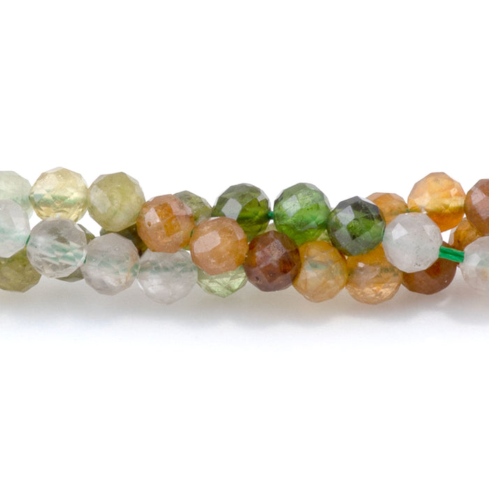 Tourmaline 3mm Yellow & Green Banded Faceted Round - 15-16 Inch