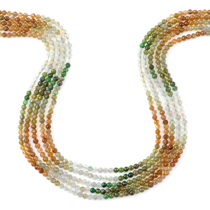 Tourmaline 3mm Yellow & Green Banded Faceted Round - 15-16 Inch