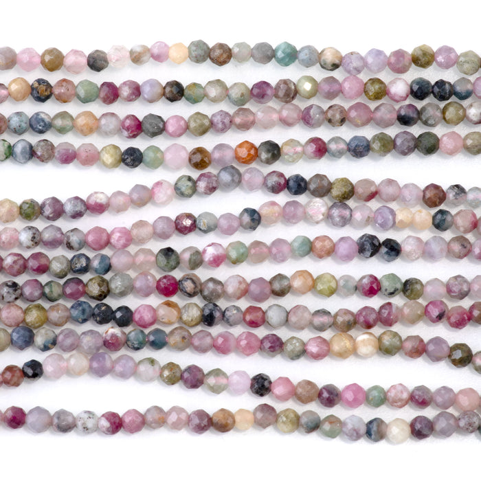 Multi Tourmaline 3mm Faceted Round - 15 Inch