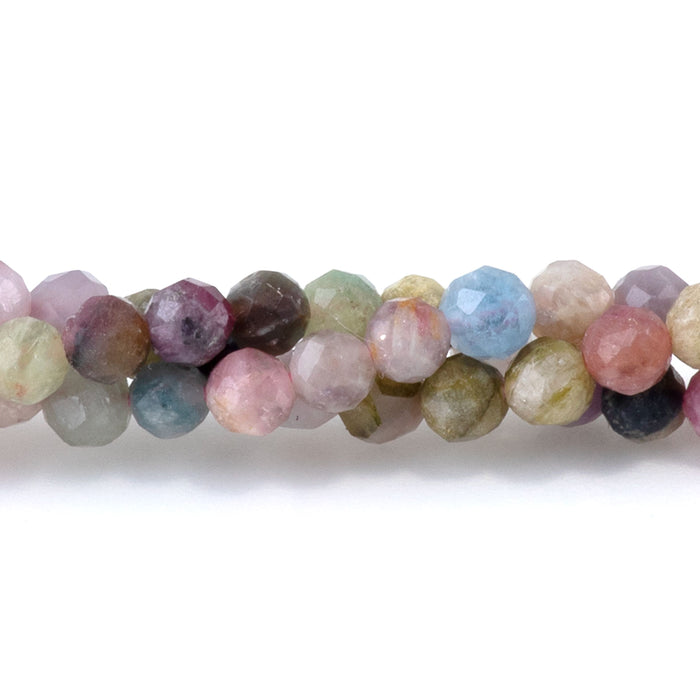 Multi Tourmaline 3mm Faceted Round - 15 Inch