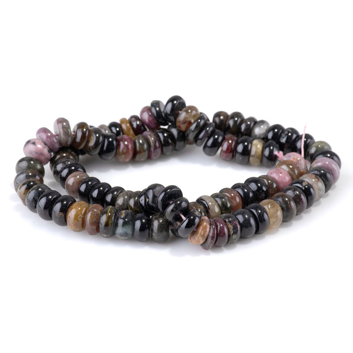Tourmaline 4-6x8-9mm Irregular Rondelle Bead - 15-16 Inch