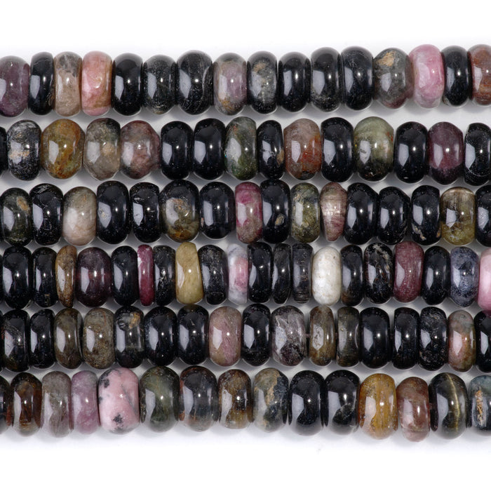 Tourmaline 4-6x8-9mm Irregular Rondelle Bead - 15-16 Inch