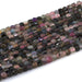 This is a Dakota Stones 4mm Multi Tourmaline Gemstone strand with A grade table cut faceted cube beads in 15-16 inch strand.
