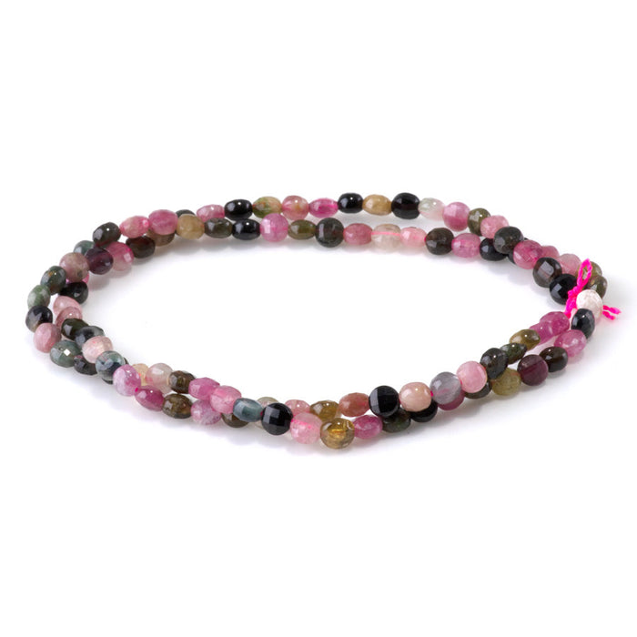 This is a Dakota Stones 4mm Tourmaline Gemstone strand with faceted coin beads in 15-16 inch strand.
