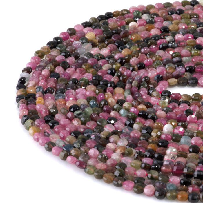 This is a Dakota Stones 4mm Tourmaline Gemstone strand with faceted coin beads in 15-16 inch strand.