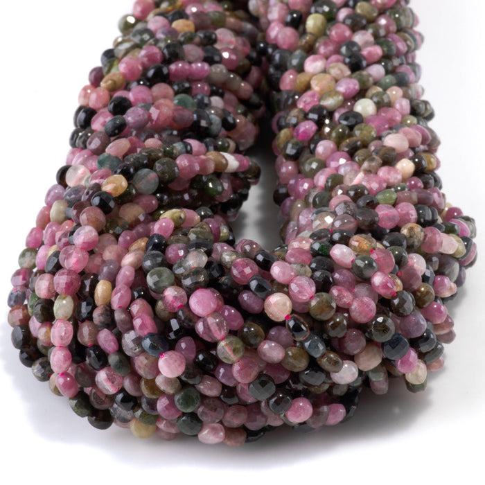 This is a Dakota Stones 4mm Tourmaline Gemstone strand with faceted coin beads in 15-16 inch strand.