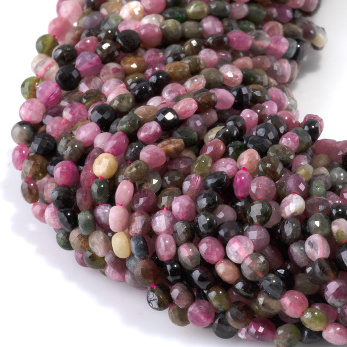 This is a Dakota Stones 4mm Tourmaline Gemstone strand with faceted coin beads in 15-16 inch strand.