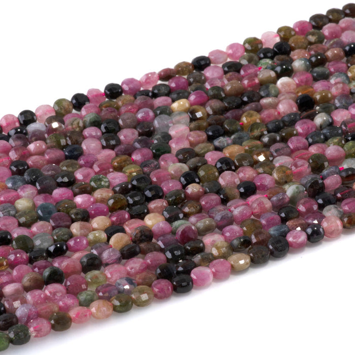 This is a Dakota Stones 4mm Tourmaline Gemstone strand with faceted coin beads in 15-16 inch strand.