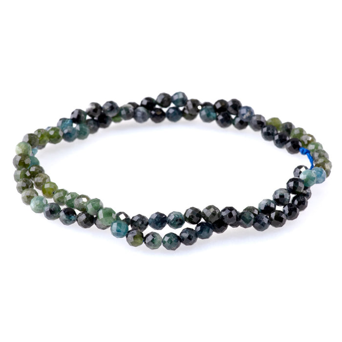 Tourmaline 4mm Banded Blue/Green Microfaceted Round - 15-16 Inch