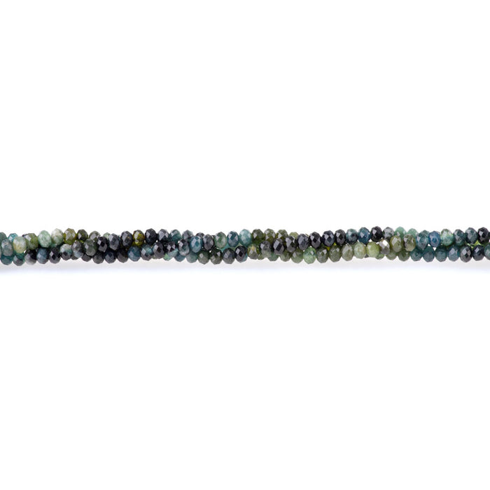 Tourmaline 3x4mm Banded Blue/Green Microfaceted Rondelle - 15-16 Inch