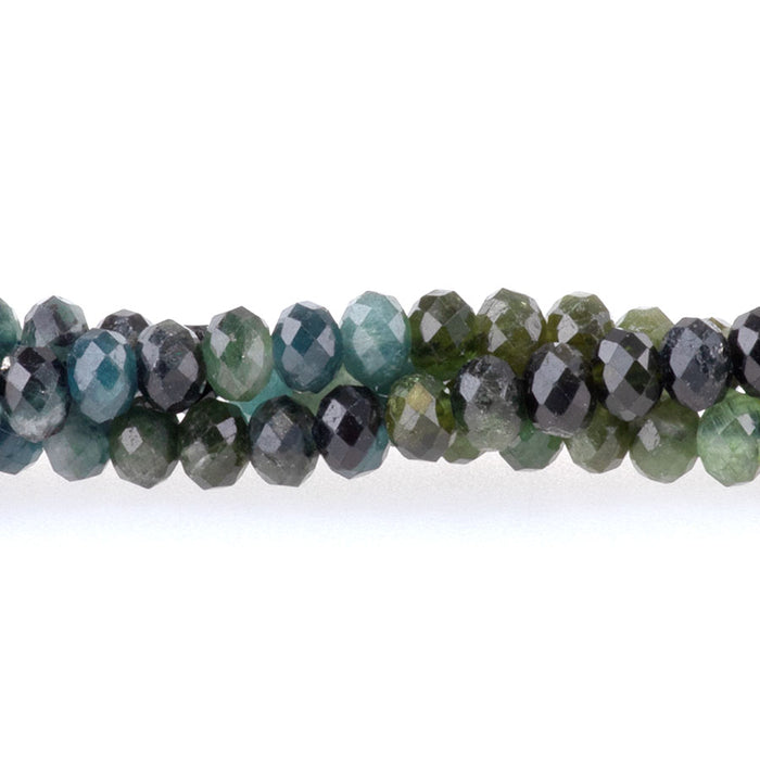 Tourmaline 3x4mm Banded Blue/Green Microfaceted Rondelle - 15-16 Inch