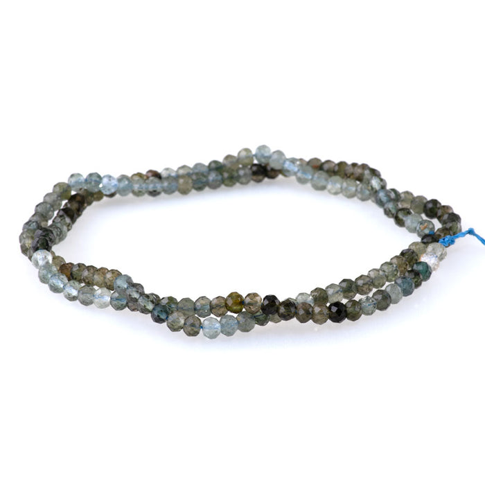 Blue Tourmaline 3x4mm Banded Microfaceted Rondelle - 15-16 Inch