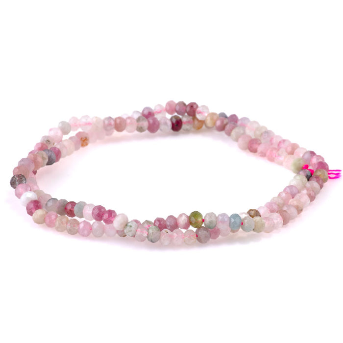 Pink Purple Tourmaline 3x4mm Rondell Faceted - 15-16 Inch