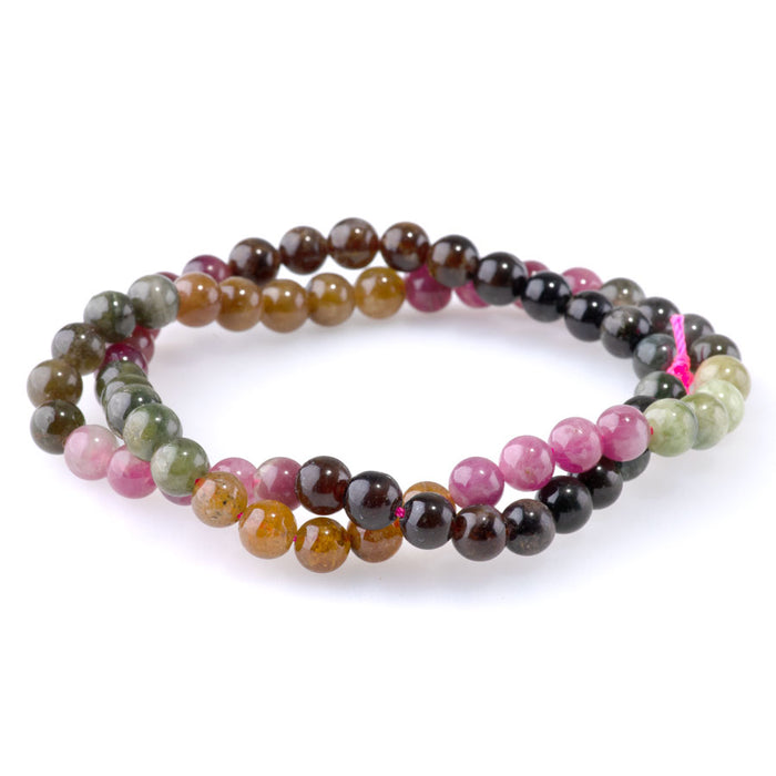 Tourmaline 6mm Round Banded - 15-16 Inch