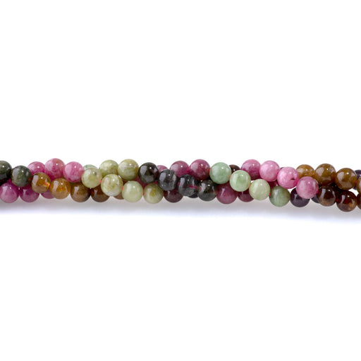 This is a Dakota Stones 6mm Tourmaline Banded Gemstone strand with round beads in 15-16 inch strand.