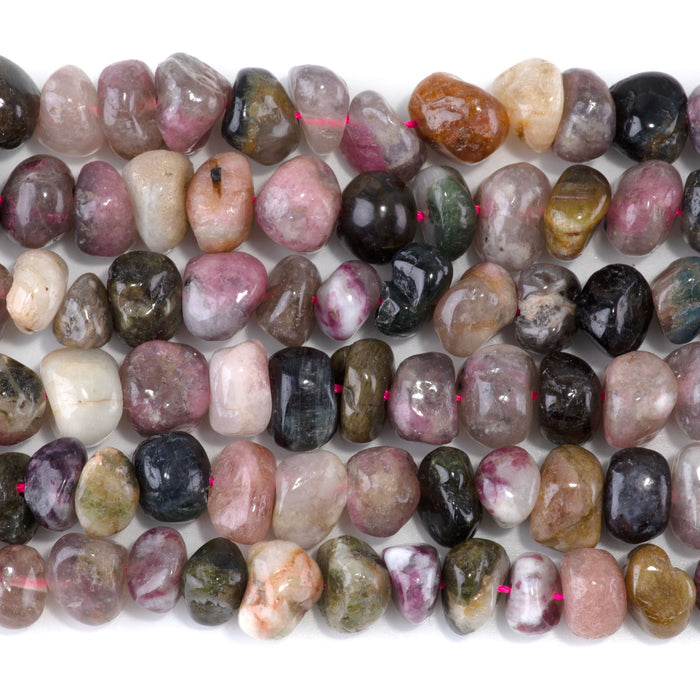 Tourmaline 8x10-9x13mm Side Drilled Pebble - 15-16 Inch