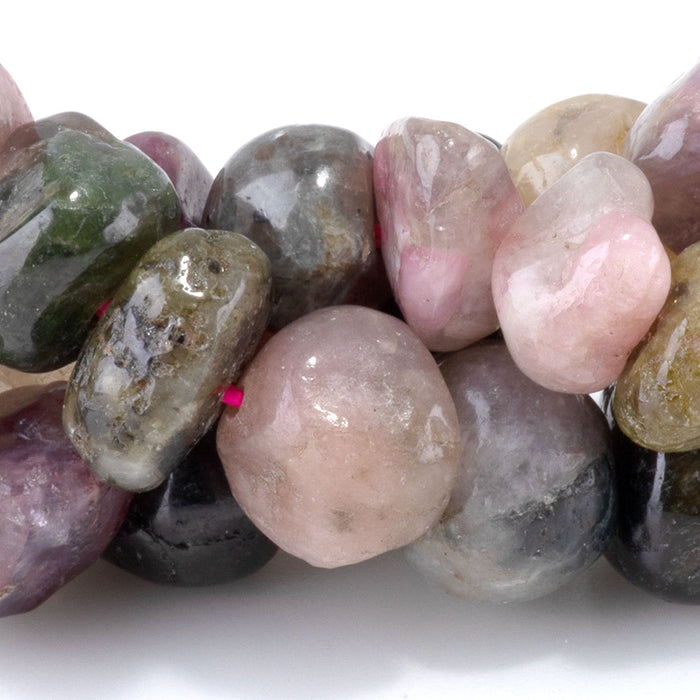 Tourmaline 8x10-9x13mm Side Drilled Pebble - 15-16 Inch