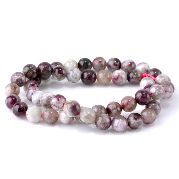 Plum Tourmaline 8mm Round - 15-16 Inch