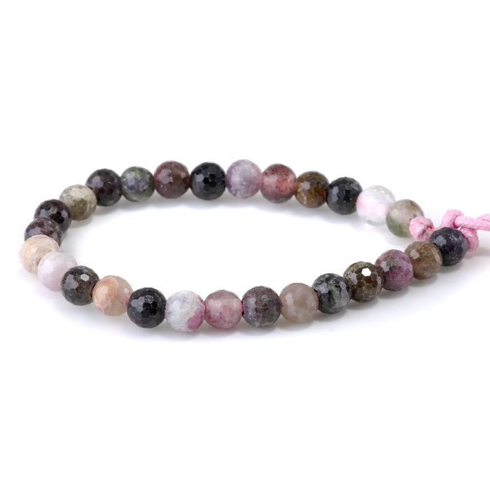 Tourmaline 8mm Faceted Round Large Hole - 8-inch