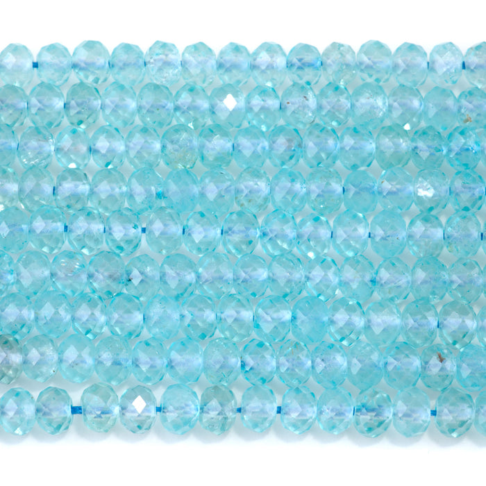 Blue Topaz 4x6mm Faceted Rondelle A Grade - 15-16 Inch