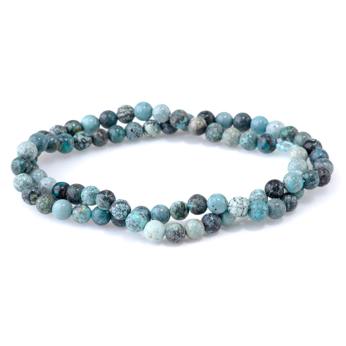 Hubei Blue Turquoise with Matrix 5mm Round A Grade - 15-16 Inch