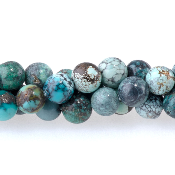 Hubei Blue Turquoise with Matrix 5mm Round A Grade - 15-16 Inch