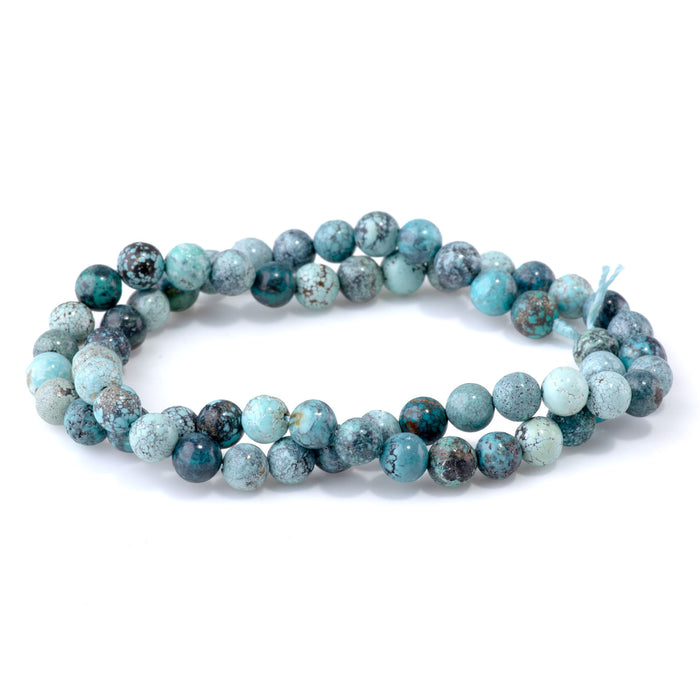 Hubei Cool Blue Turquoise 6mm Round AA Grade - 15-16 Inch