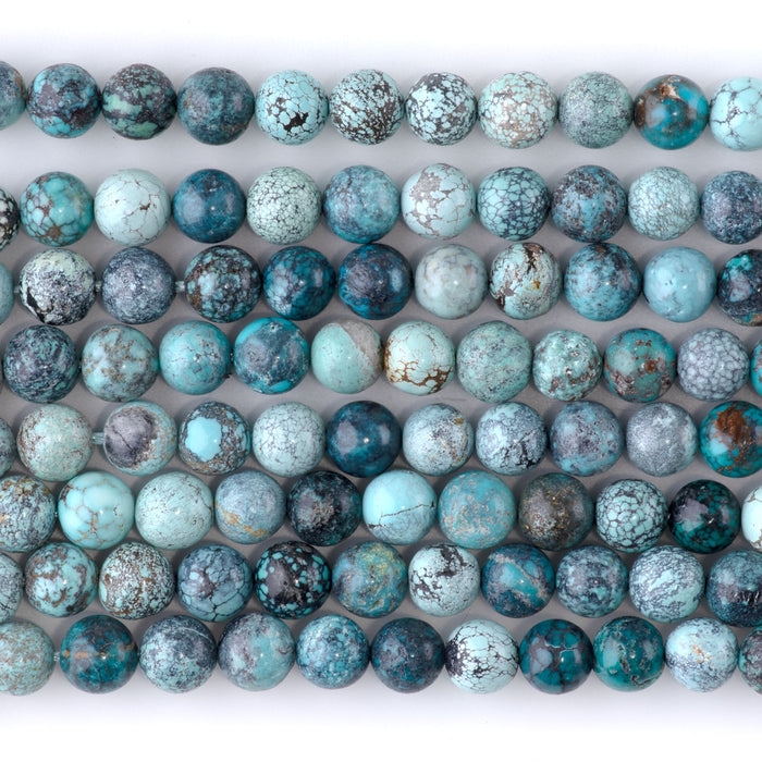 Hubei Cool Blue Turquoise 6mm Round AA Grade - 15-16 Inch