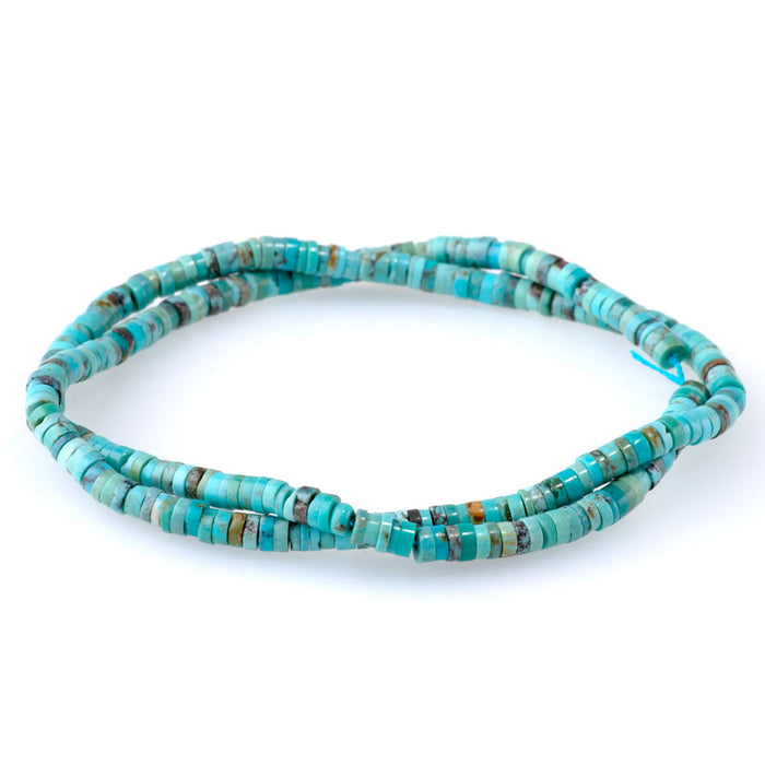 Hubei Light Blue Turquoise 2x4mm Heishi A Grade - 15-16 Inch