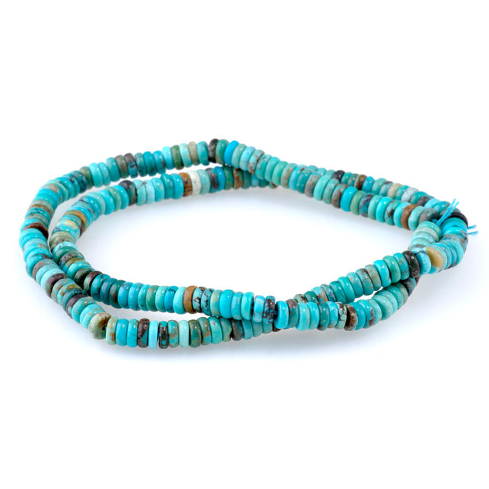 Hubei Blue Turquoise with Matrix 2x5mm Heishi AAA Grade - 15-16 Inch - Limited Edition