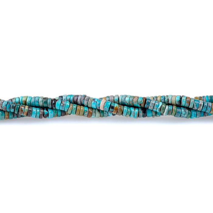 Hubei Turquoise with Matrix 2x5mm Heishi A Grade - 15-16 Inch