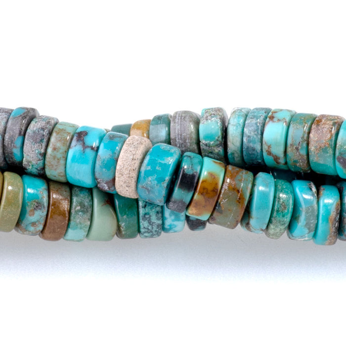 Hubei Turquoise with Matrix 2x5mm Heishi A Grade - 15-16 Inch