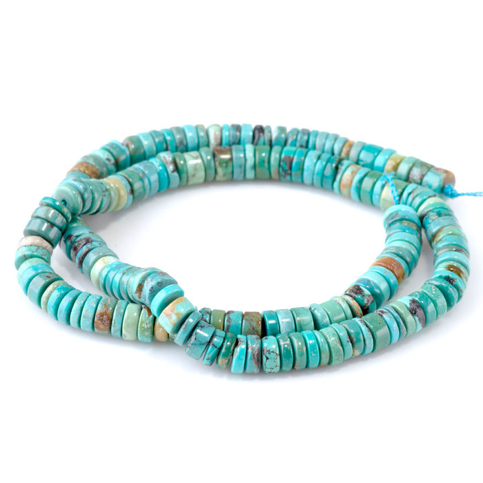 Hubei Green Blue Turquoise 2-4x6mm Irregular Heishi - 15-16 Inch