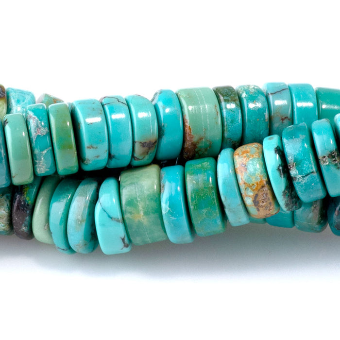 Hubei Green Blue Turquoise 2-4x6mm Irregular Heishi - 15-16 Inch