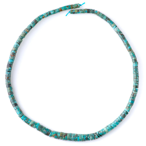 This is a Dakota Stones 4-8mm Hubei Turquoise Gemstone strand with heishi beads in 15-16 inch strand.
