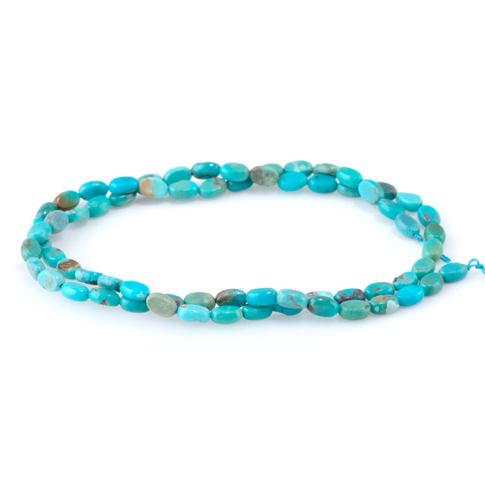 Hubei Turquoise 4x6mm Flat Oval Blue AA Grade - 15-16 Inch