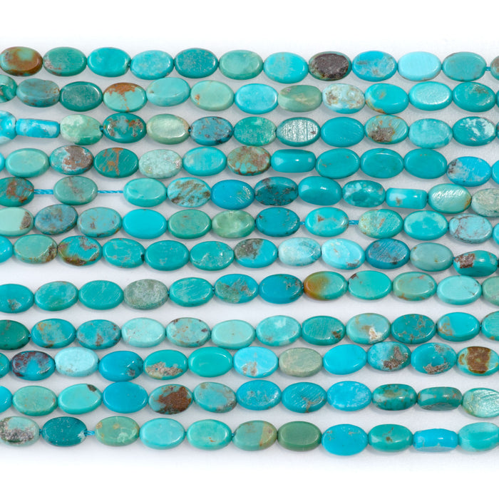 Hubei Turquoise 4x6mm Flat Oval Blue AA Grade - 15-16 Inch