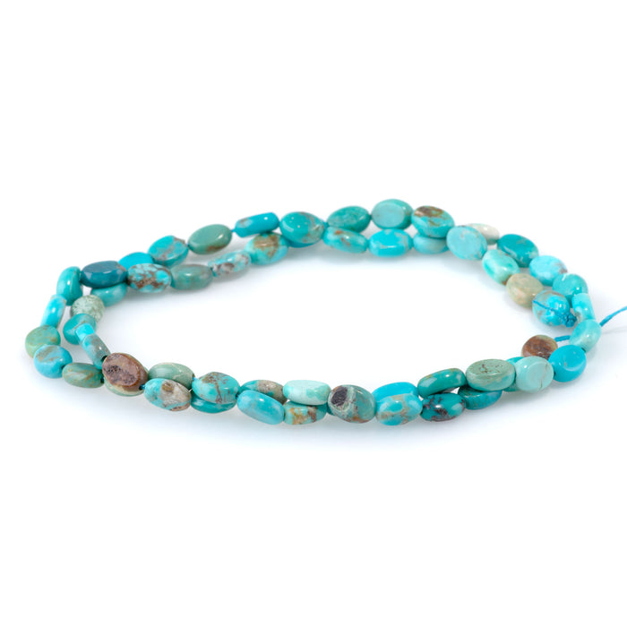 Hubei Turquoise 5x7mm Flat Oval Blue AA Grade - 15-16 Inch