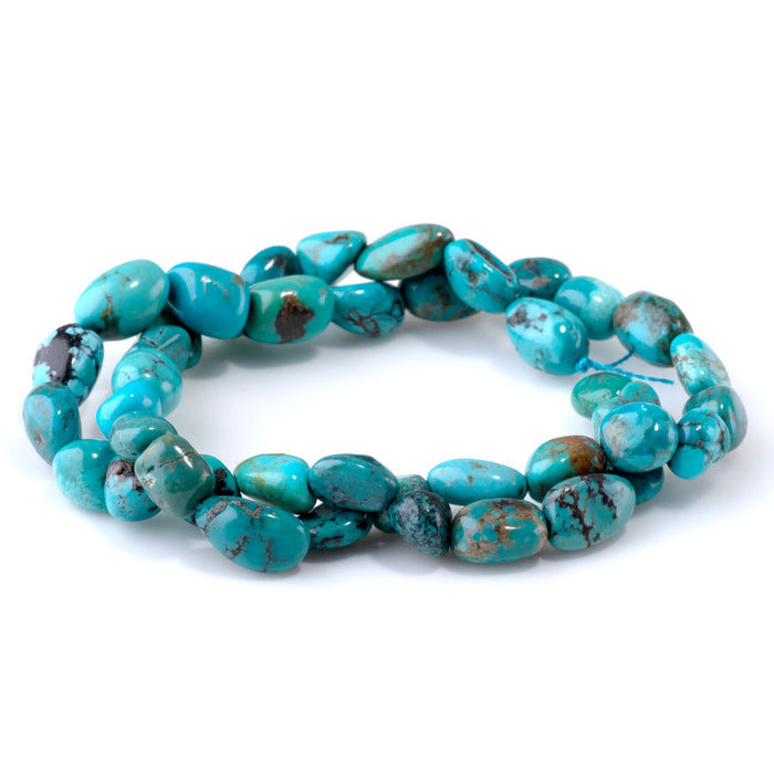 Hubei Turquoise 8-9x10-13mm Blue Nugget - 15-16 Inch