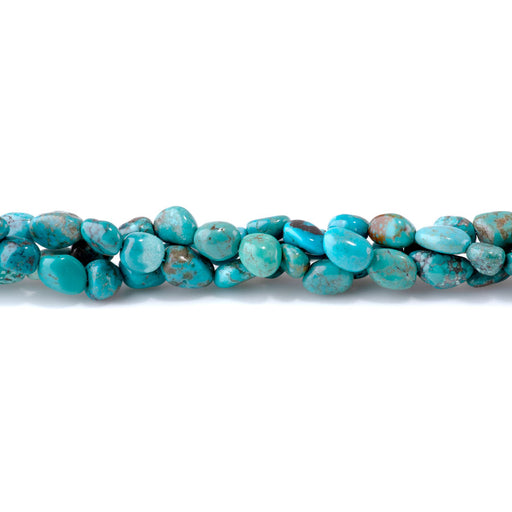 This is a Dakota Stones 9x10-13mm Hubei Turquoise Blue Gemstone strand with nugget beads in 15-16 inch strand.